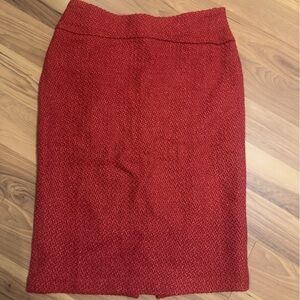 Moulinette Soeurs Anthropologie Red Wool Blend Textured Skirt